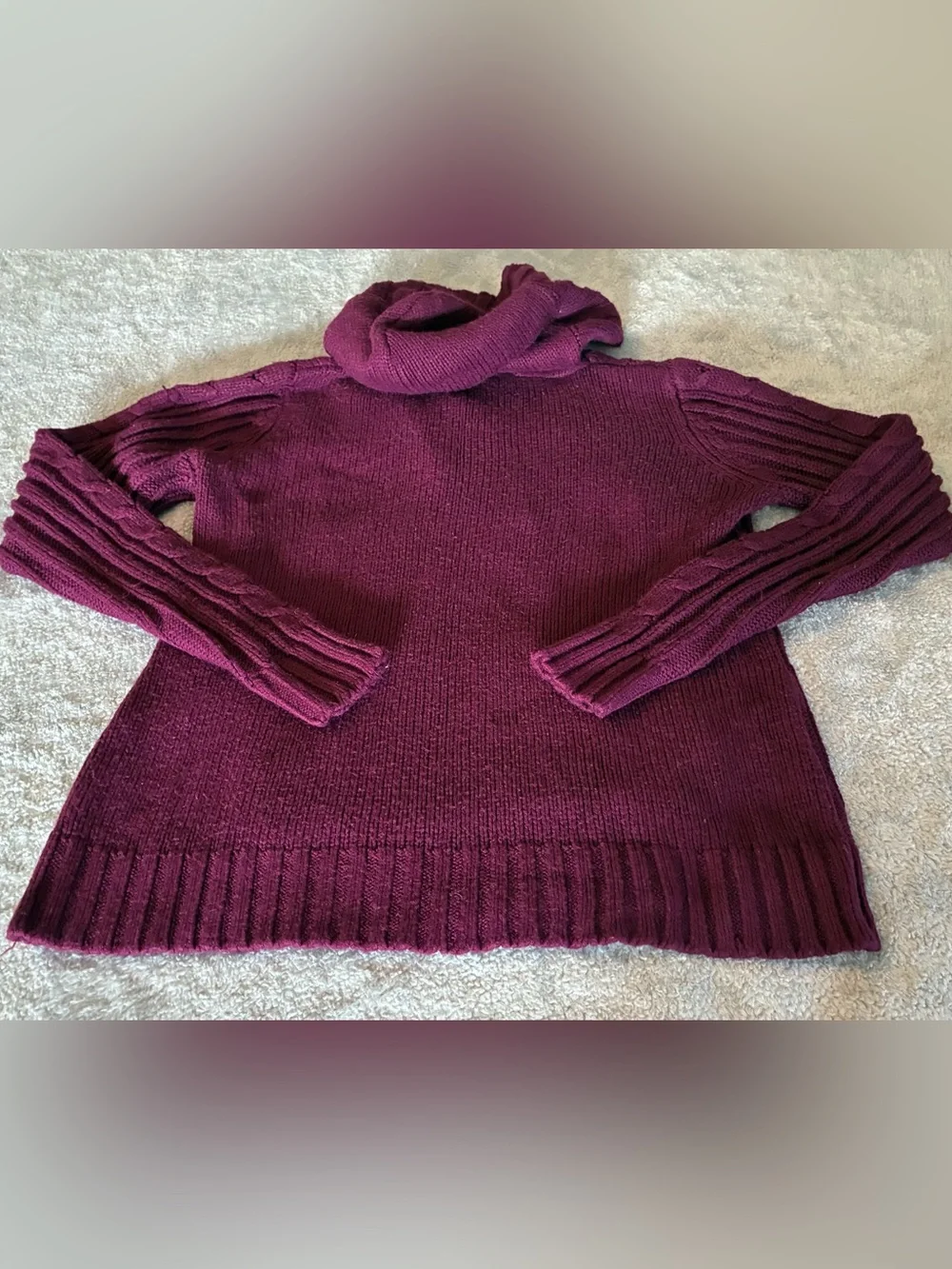 Women’s St John’s Bay Cozy Cable-Knit Hooded Sweater - Burgundy Size M